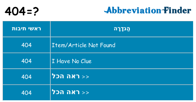 מה הפירוש 404