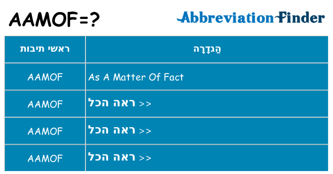 מה הפירוש aamof