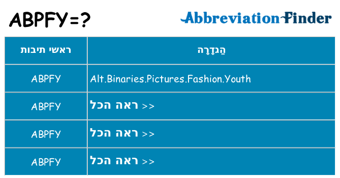 מה הפירוש abpfy