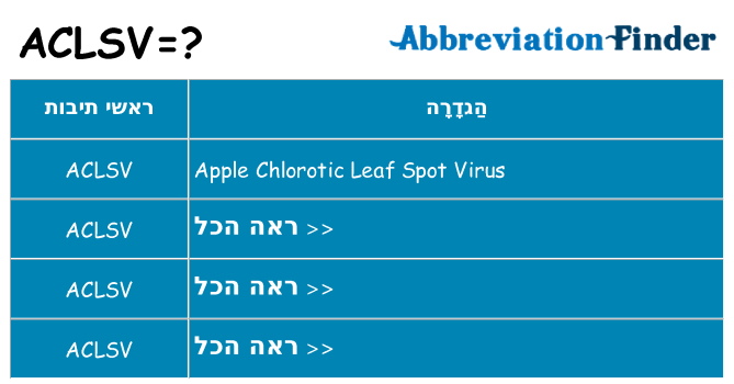 מה הפירוש aclsv