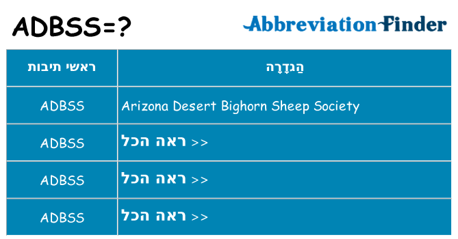 מה הפירוש adbss
