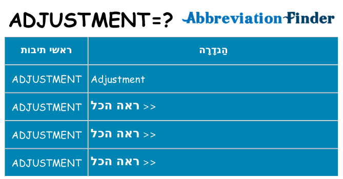 מה הפירוש adjustment