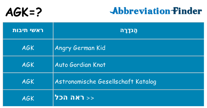 מה הפירוש agk