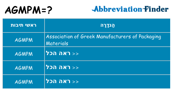 מה הפירוש agmpm