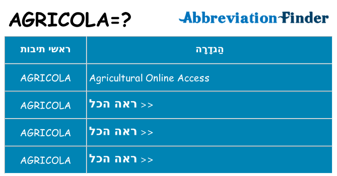 מה הפירוש agricola