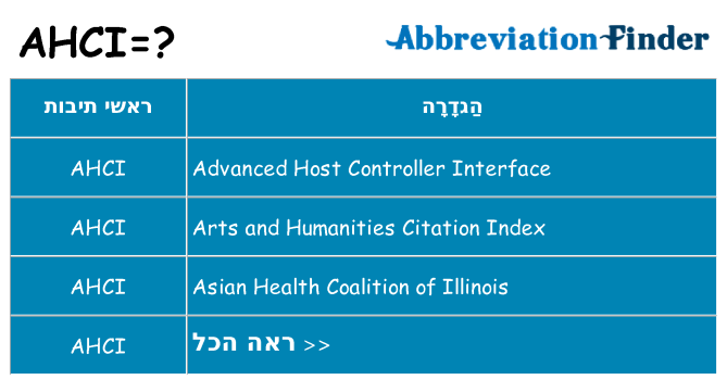 מה הפירוש ahci