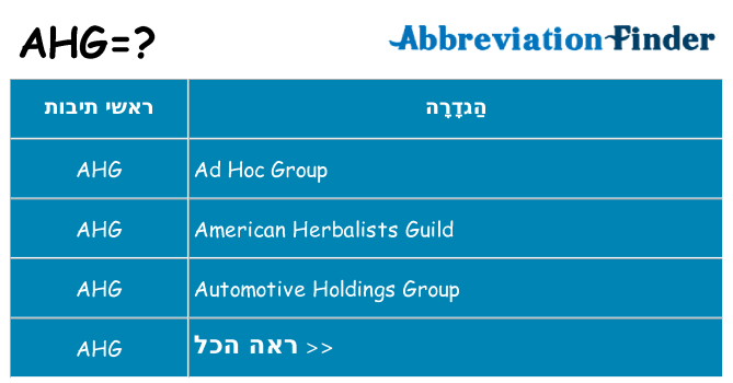 מה הפירוש ahg