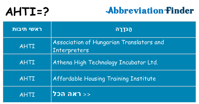 מה הפירוש ahti