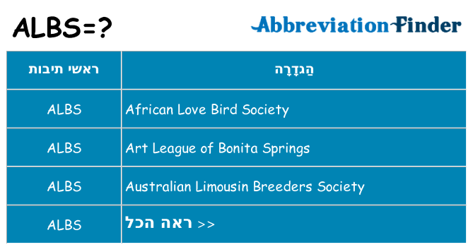 מה הפירוש albs