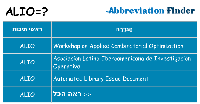 מה הפירוש alio