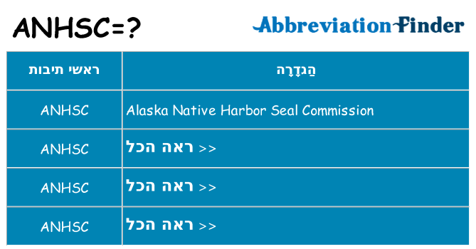 מה הפירוש anhsc