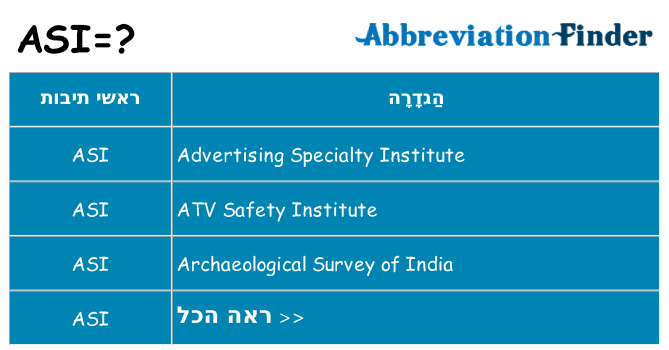 מה הפירוש asi