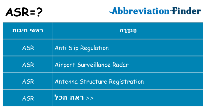 מה הפירוש asr