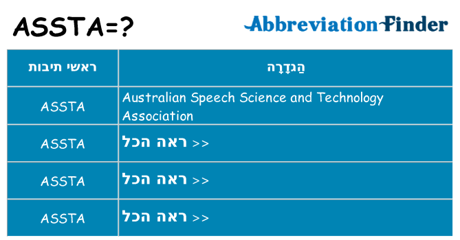 מה הפירוש assta