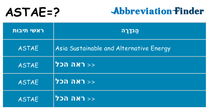 מה הפירוש astae