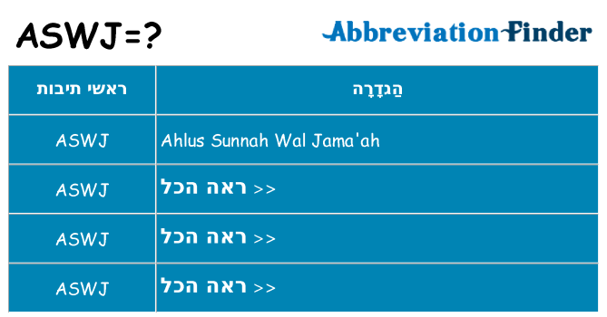 מה הפירוש aswj
