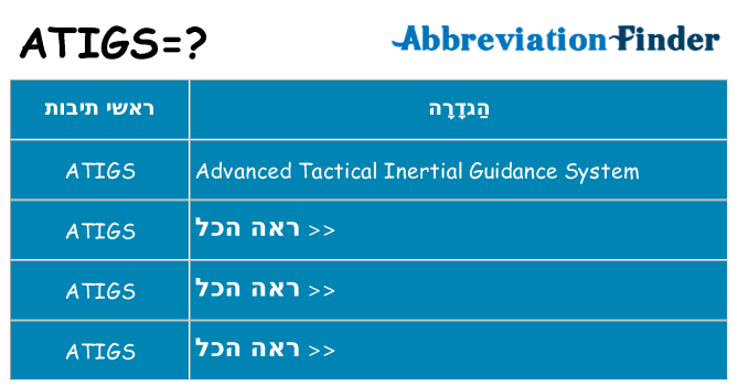 מה הפירוש atigs