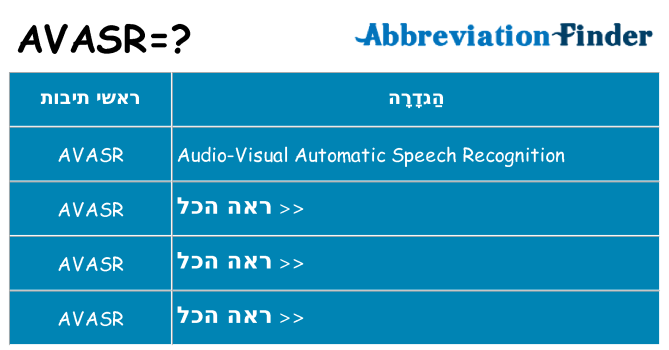 מה הפירוש avasr