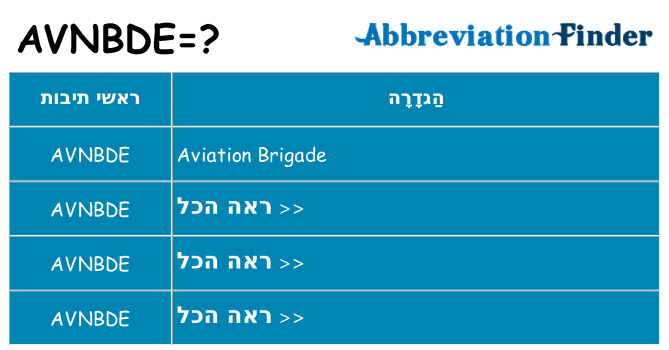 מה הפירוש avnbde
