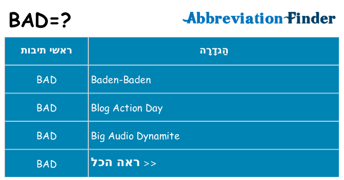 מה הפירוש bad