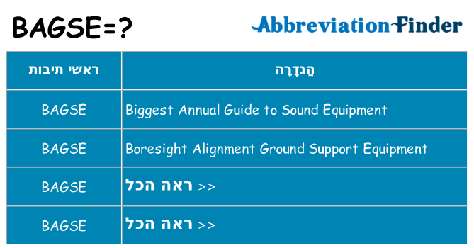 מה הפירוש bagse