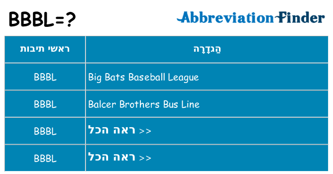 מה הפירוש bbbl