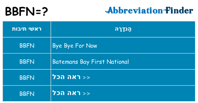 מה הפירוש bbfn