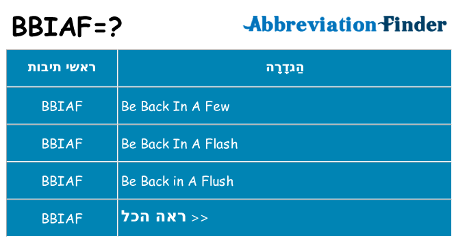 מה הפירוש bbiaf
