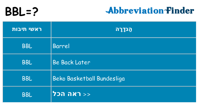 מה הפירוש bbl