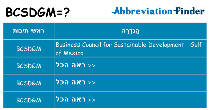 מה הפירוש bcsdgm