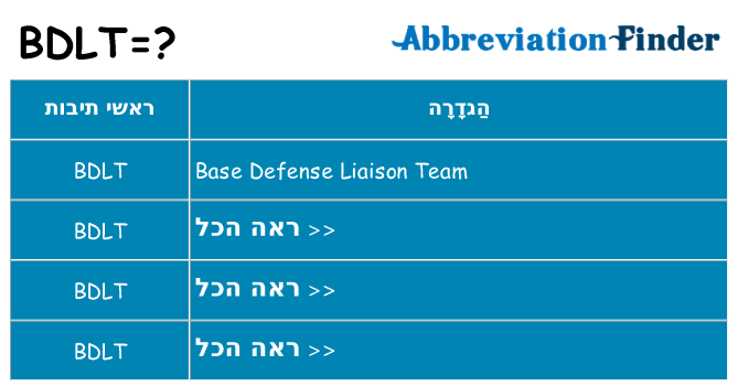 מה הפירוש bdlt