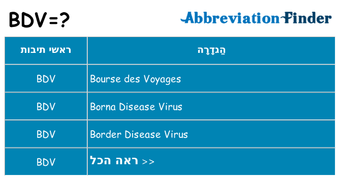 מה הפירוש bdv