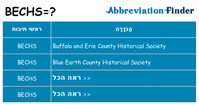 מה הפירוש bechs