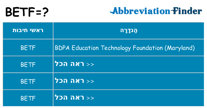 מה הפירוש betf