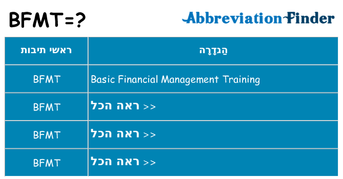 מה הפירוש bfmt