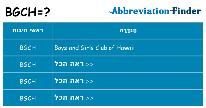 מה הפירוש bgch