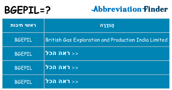 מה הפירוש bgepil