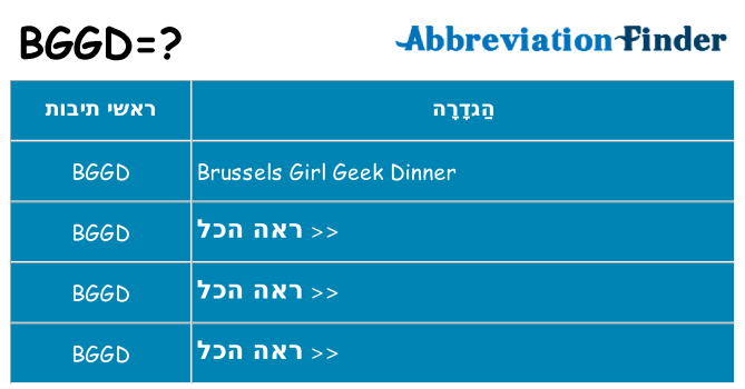 מה הפירוש bggd
