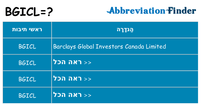מה הפירוש bgicl