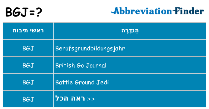 מה הפירוש bgj