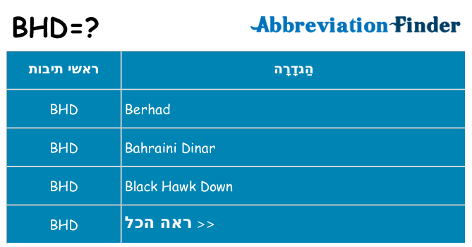 מה הפירוש bhd