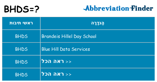 מה הפירוש bhds