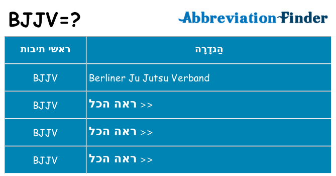 מה הפירוש bjjv