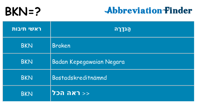 מה הפירוש bkn
