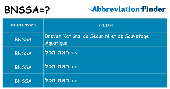 מה הפירוש bnssa