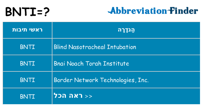 מה הפירוש bnti