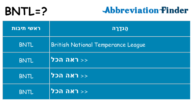 מה הפירוש bntl