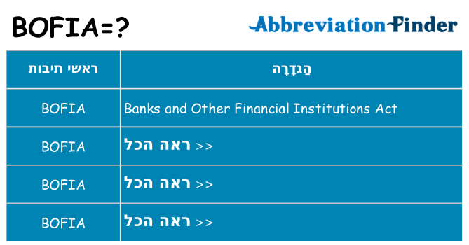 מה הפירוש bofia