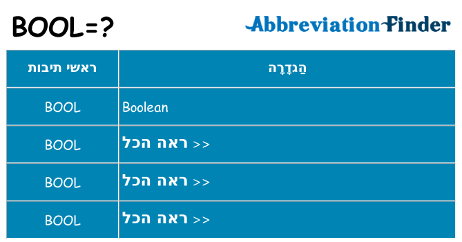 מה הפירוש bool