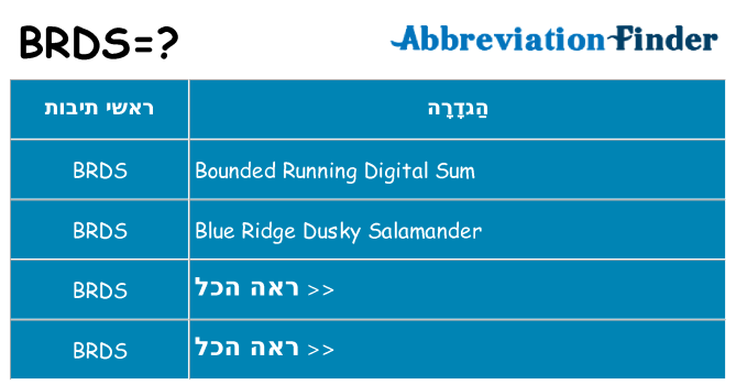 מה הפירוש brds